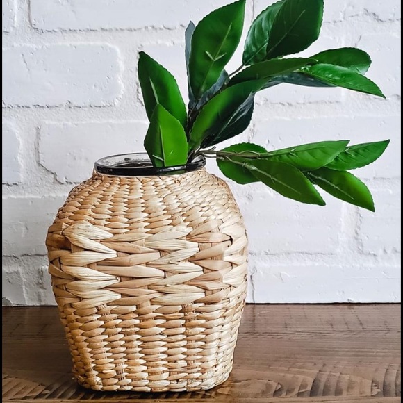 Accents Woven Basket Vase With A Glass Insert Poshmark